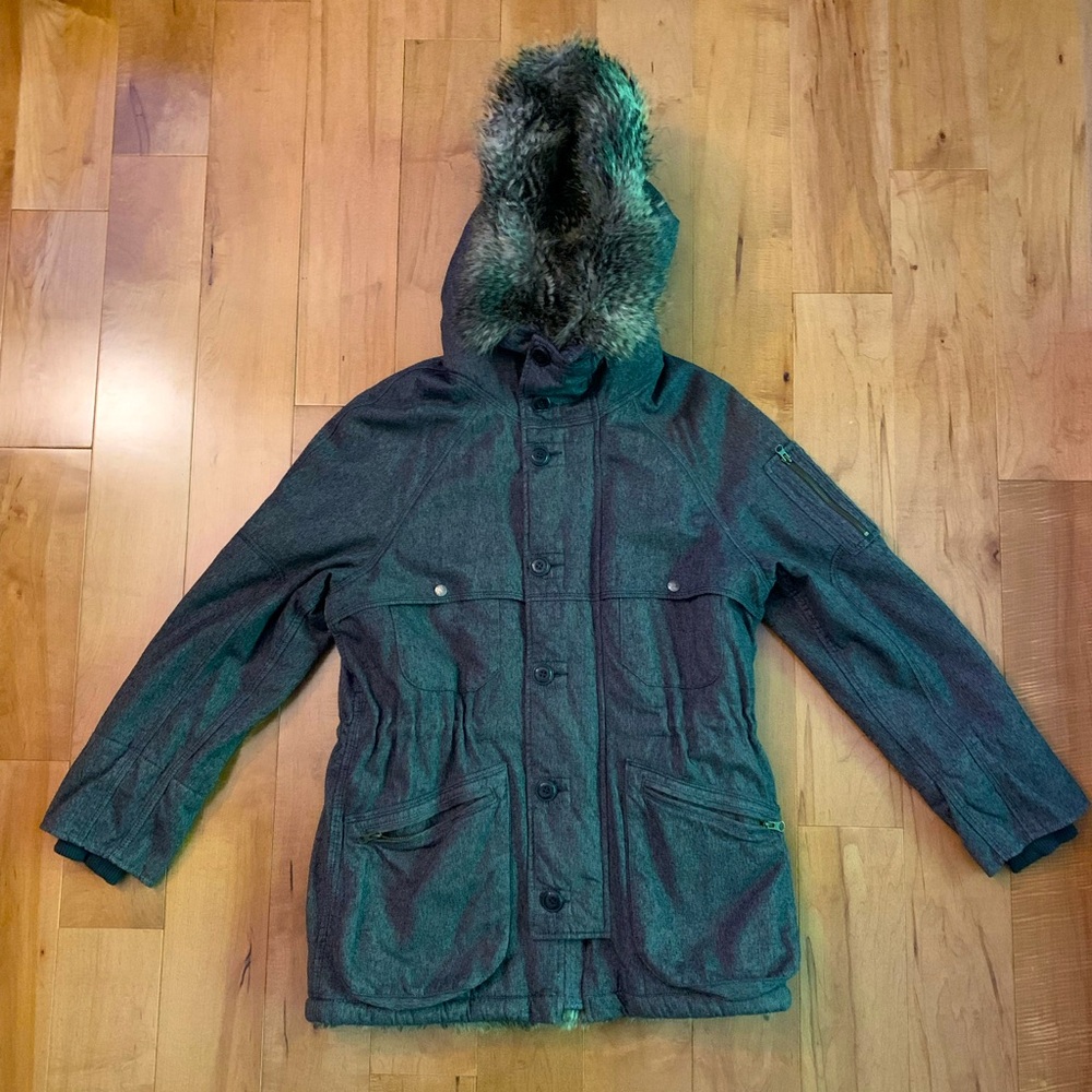 FCUK Vintage Denim Fur Lined Parka
